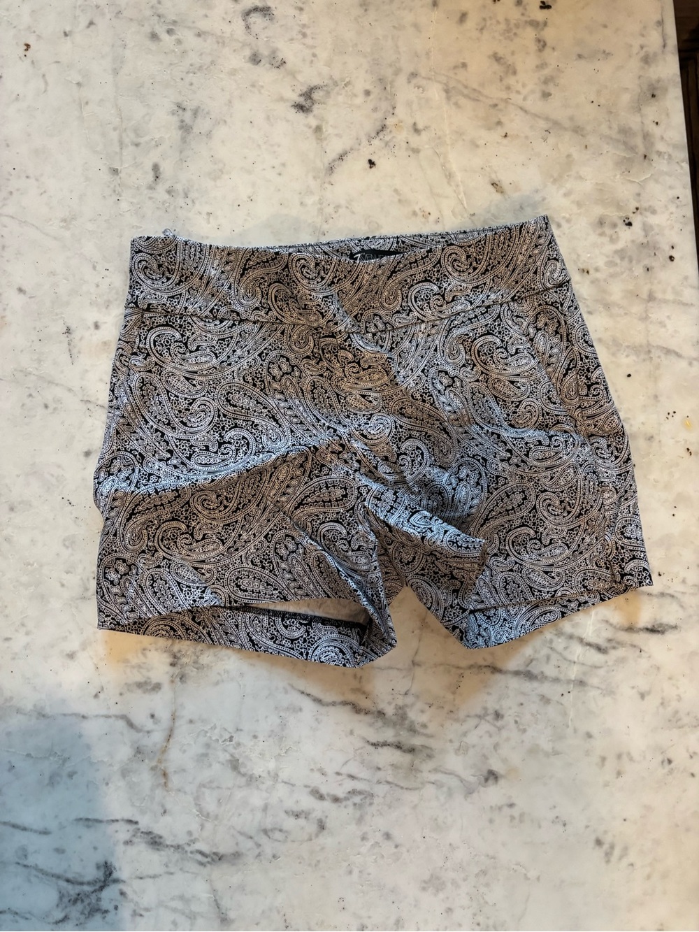 New York & Company Black and White Paisley Bike Shorts